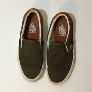 Army Green and Tan Slip-on Vans